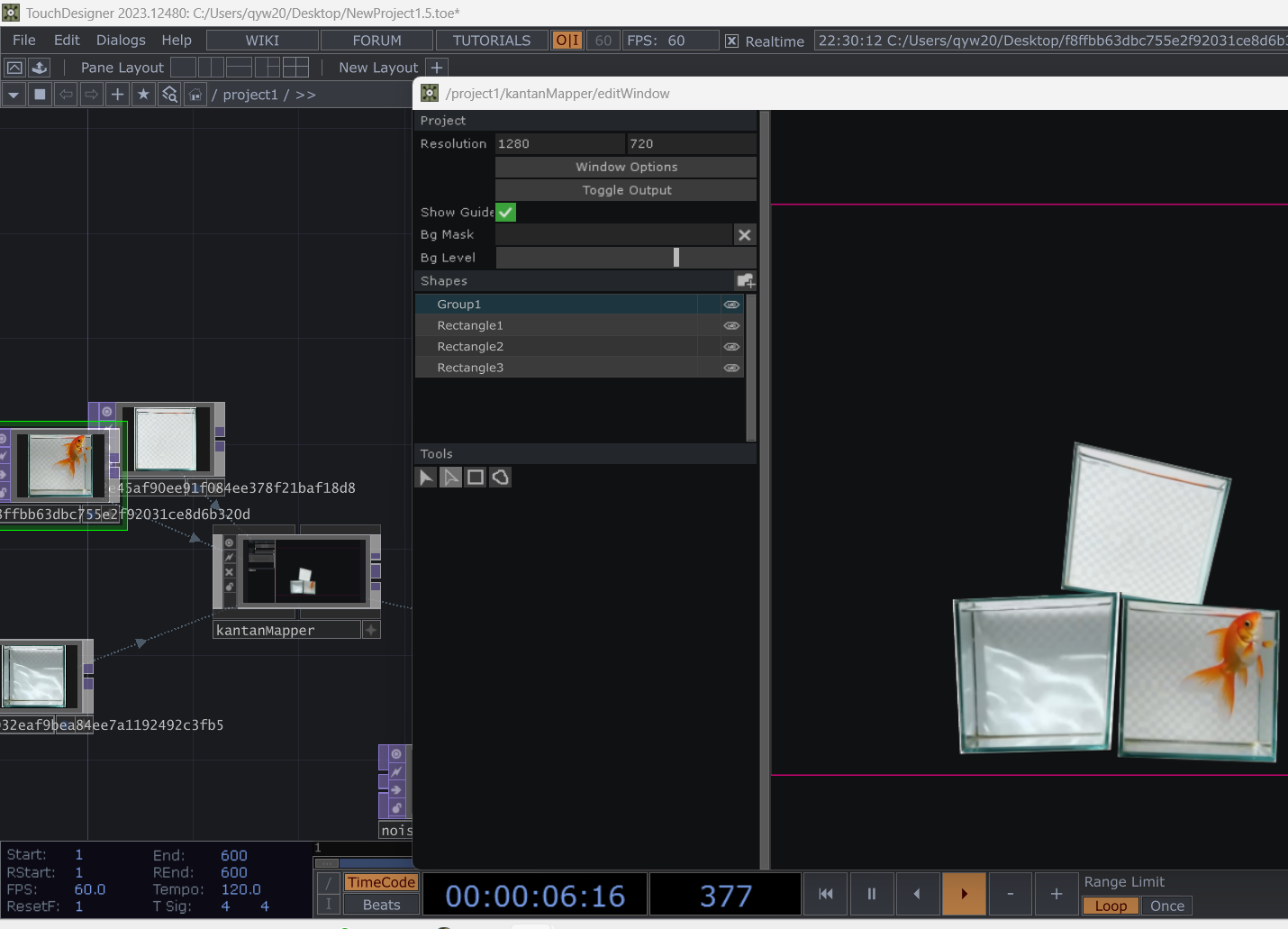 Connecting video to projection within Touchdesigner.