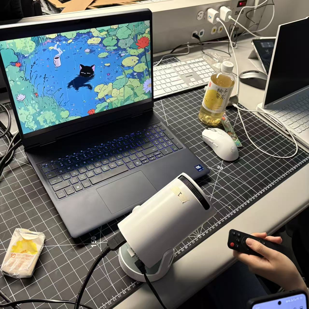 We experimented with projectors to evaluate different effects.